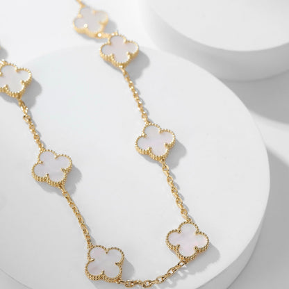 [⭐⭐JeweliWhal]CLOVER 10 MOTIFS WHITE MOTHER OF PEARL NECKLACE