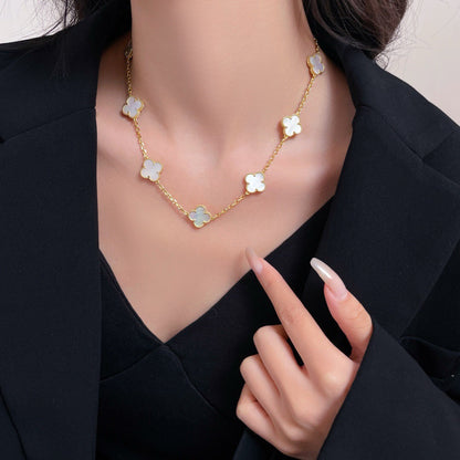 [⭐⭐JeweliWhal]CLOVER 10 MOTIFS WHITE MOTHER OF PEARL NECKLACE