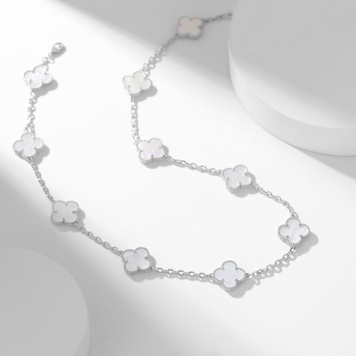 [⭐⭐JeweliWhal]CLOVER 10 MOTIFS WHITE MOTHER OF PEARL NECKLACE
