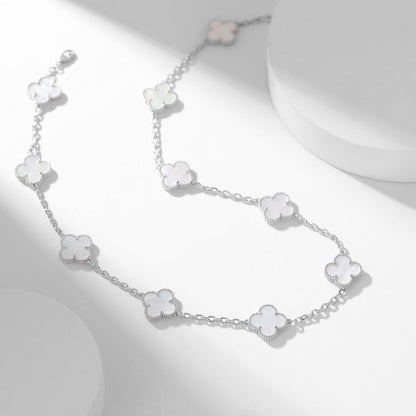 [⭐⭐JeweliWhal]CLOVER 10 MOTIFS WHITE MOTHER OF PEARL NECKLACE