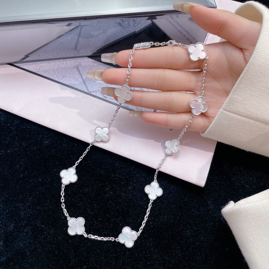 [⭐⭐JeweliWhal]CLOVER 10 MOTIFS WHITE MOTHER OF PEARL NECKLACE
