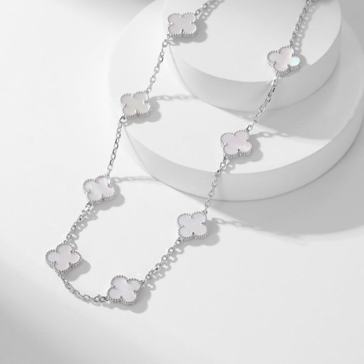 [⭐⭐JeweliWhal]CLOVER 10 MOTIFS WHITE MOTHER OF PEARL NECKLACE