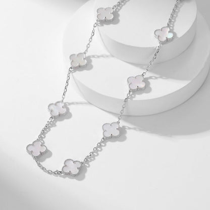 [⭐⭐JeweliWhal]CLOVER 10 MOTIFS WHITE MOTHER OF PEARL NECKLACE