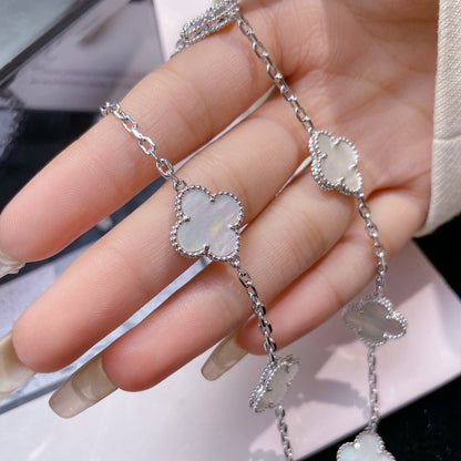 [⭐⭐JeweliWhal]CLOVER 10 MOTIFS WHITE MOTHER OF PEARL NECKLACE
