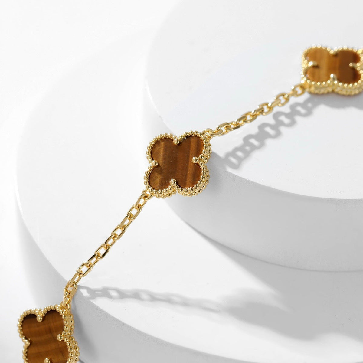 [⭐⭐JeweliWhal]CLOVER 10 MOTIFS TIGER EYE NECKLACE