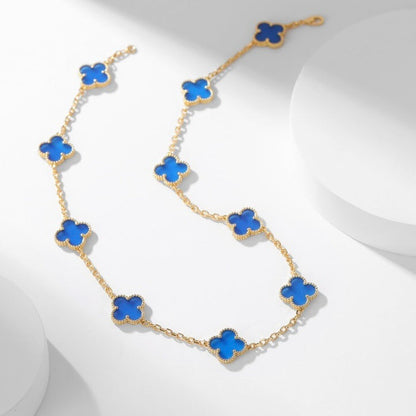 [⭐⭐JeweliWhal]CLOVER 10 MOTIFS BLUE AGATE NECKLACE
