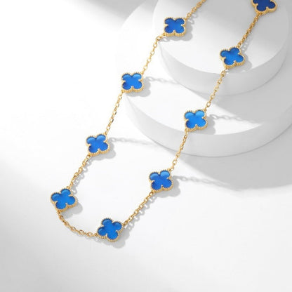 [⭐⭐JeweliWhal]CLOVER 10 MOTIFS BLUE AGATE NECKLACE