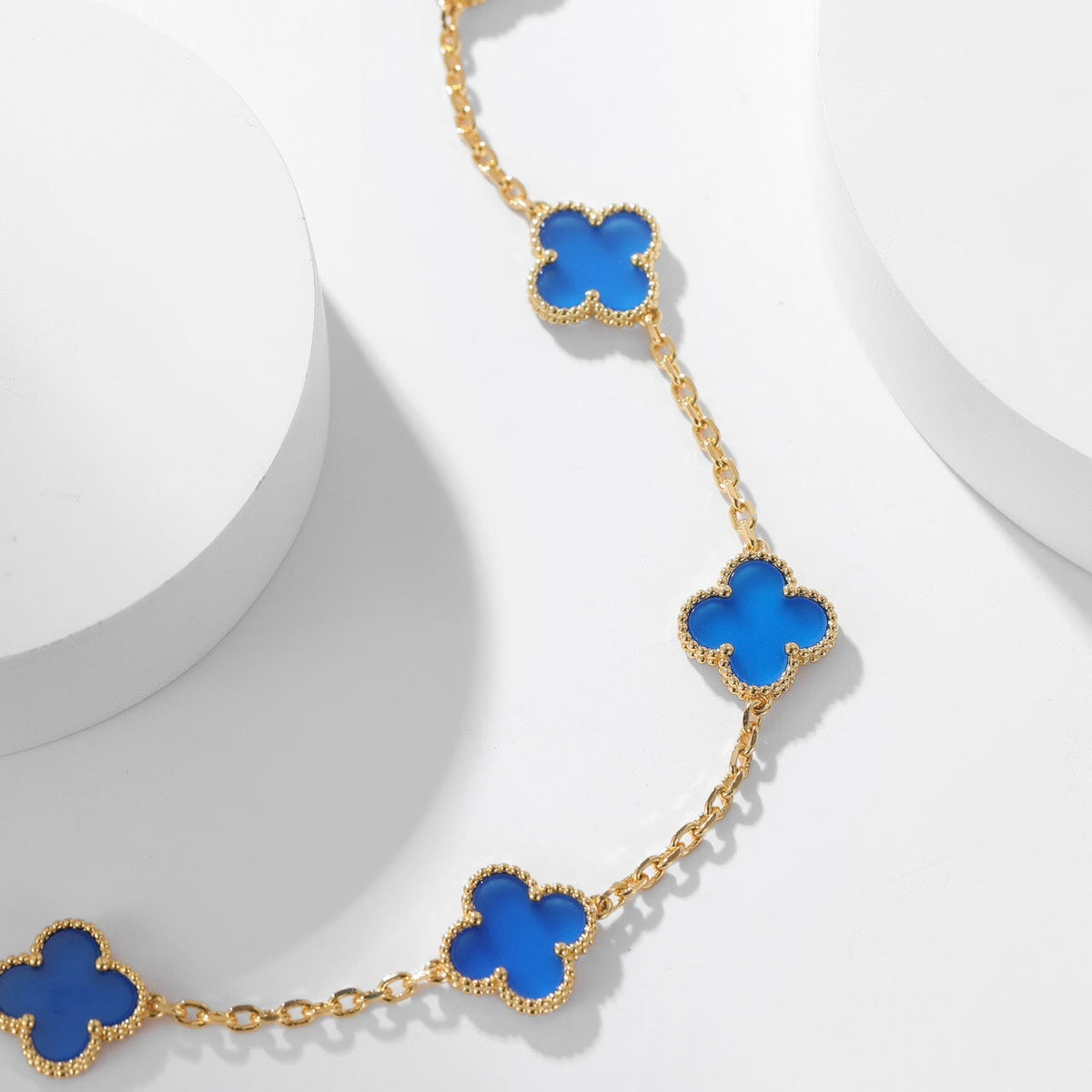 [⭐⭐JeweliWhal]CLOVER 10 MOTIFS BLUE AGATE NECKLACE
