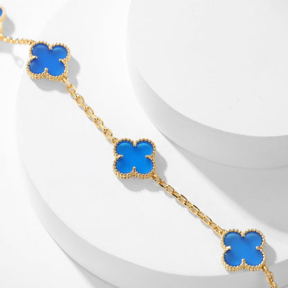 [⭐⭐JeweliWhal]CLOVER 10 MOTIFS BLUE AGATE NECKLACE