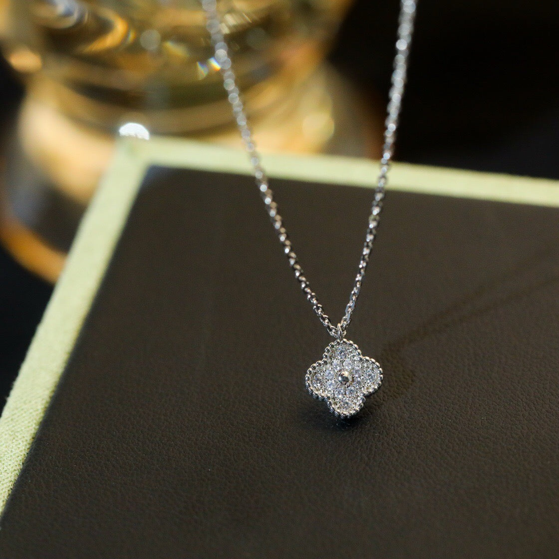 [⭐⭐JeweliWhal]クローバーミニ 9.5MM ダイヤモンドネックレス