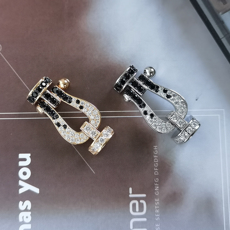 [⭐⭐JeweliWhal]FORCE ラージホースシュー ブラック＆ホワイトダイヤモンド ブレスレット ローズゴールド