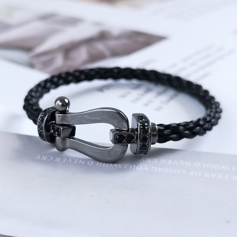 [⭐⭐JeweliWhal]FORCE LARGE SERIES HORSESHOE BLACK SAMURAI BRACELET
