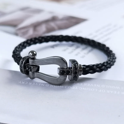 [⭐⭐JeweliWhal]FORCE LARGE SERIES HORSESHOE BLACK SAMURAI BRACELET