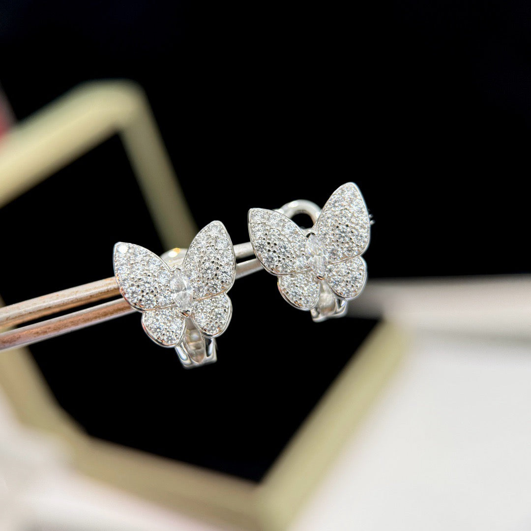 [⭐⭐JeweliWhal]バタフライ・オールダイヤモンド・ピアス