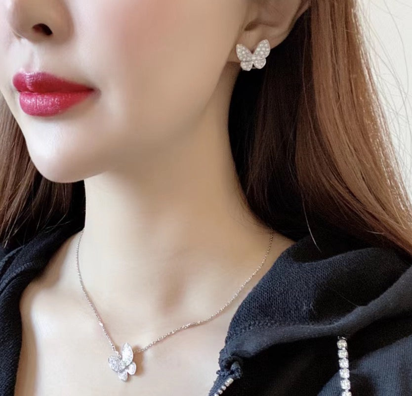 [⭐⭐JeweliWhal]バタフライ・オールダイヤモンド・ピアス