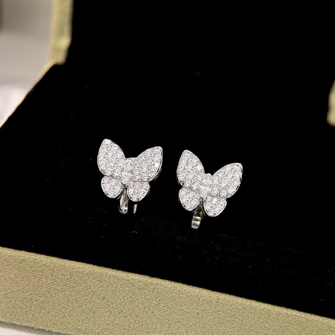 [⭐⭐JeweliWhal]バタフライ・オールダイヤモンド・ピアス