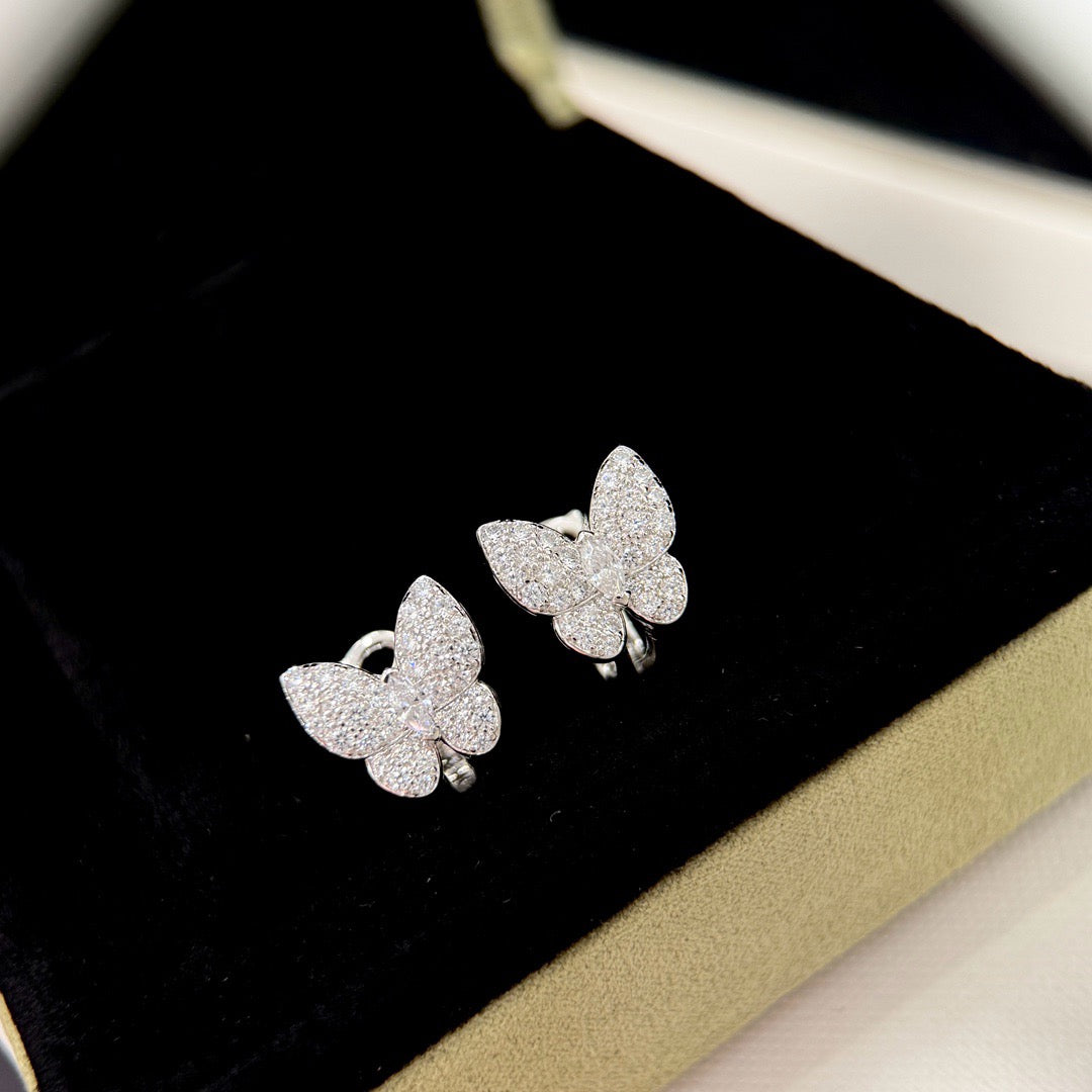 [⭐⭐JeweliWhal]バタフライ・オールダイヤモンド・ピアス