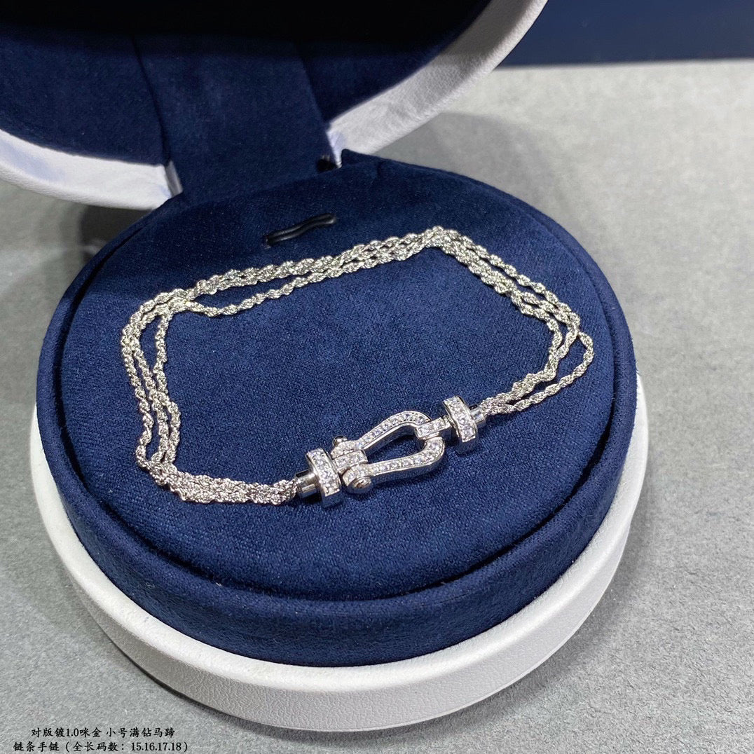 [⭐⭐JeweliWhal]FORCE SMALL HORSESHOE  DIAMOND CHAIN ROPE BRACELET