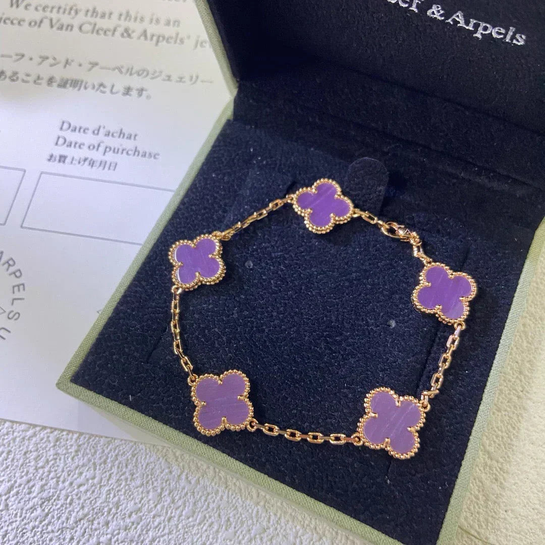 [⭐⭐JeweliWhal] CLOVER 5 MOTIF VIOLET BRACELET COLLECTION