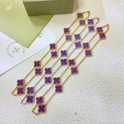 [⭐⭐JeweliWhal Jewelry]クローバー 10モチーフ パープルバイオレット ネックレス