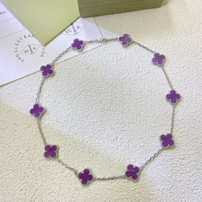 [⭐⭐JeweliWhal Jewelry]クローバー 10モチーフ パープルバイオレット ネックレス
