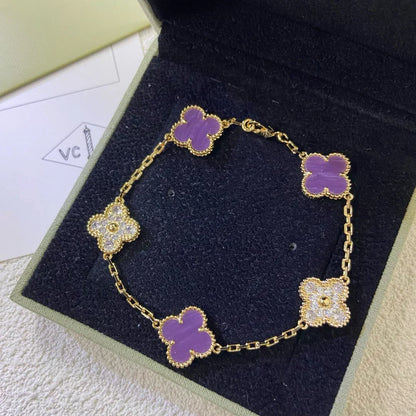 [⭐⭐JeweliWhal] CLOVER 5 MOTIF VIOLET BRACELET COLLECTION