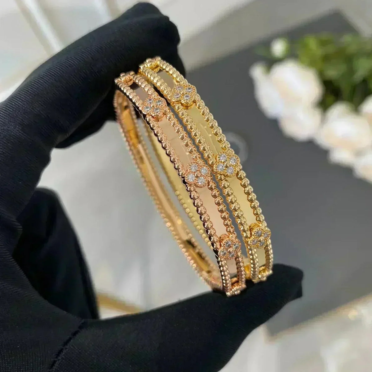[⭐⭐JeweliWhal]CLOVER BRACELET 4MM DIAMONDS