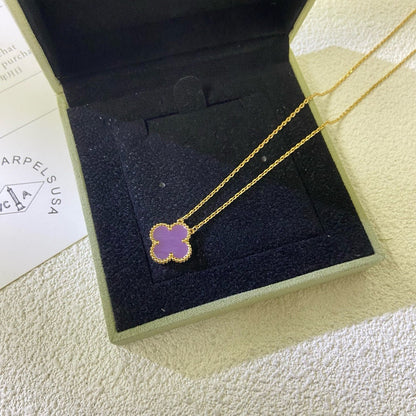 [⭐⭐JeweliWhal Jewelry]CLOVER 15MM  PURPLE VIOLET NECKLACE