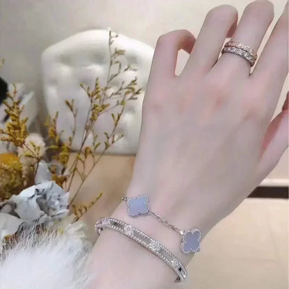 [⭐⭐JeweliWhal] CLOVER 5 MOTIF PURPLE CHALCEDONY BRACELET COLLECTION