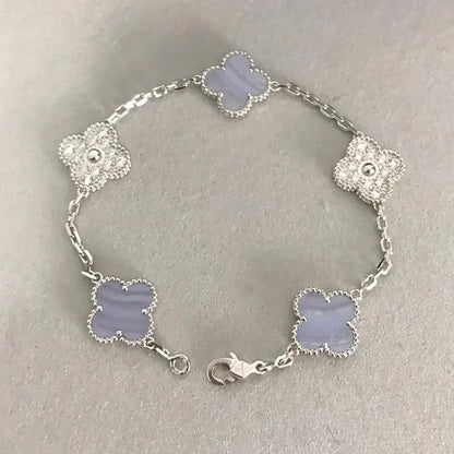 [⭐⭐JeweliWhal] CLOVER 5 MOTIF PURPLE CHALCEDONY BRACELET COLLECTION