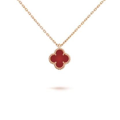 [⭐⭐JeweliWhal]CLOVER MINI 9.5MM WHITE CARNELIANS NECKLACE