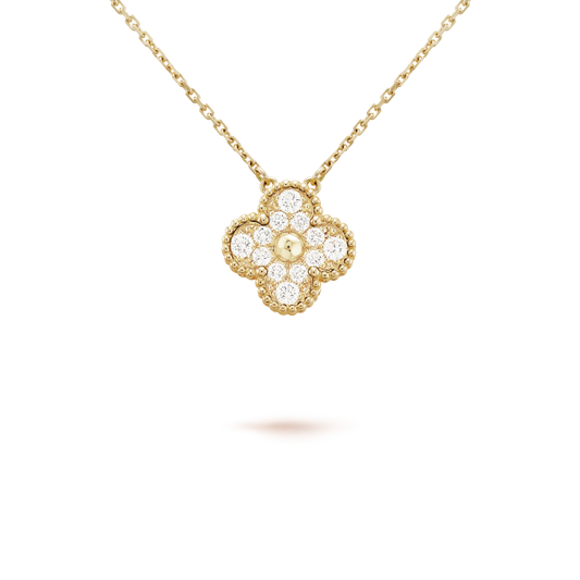 [⭐⭐JeweliWhal]CLOVER 15MM DIAMOND SINGLE FLOWER NECKLACE