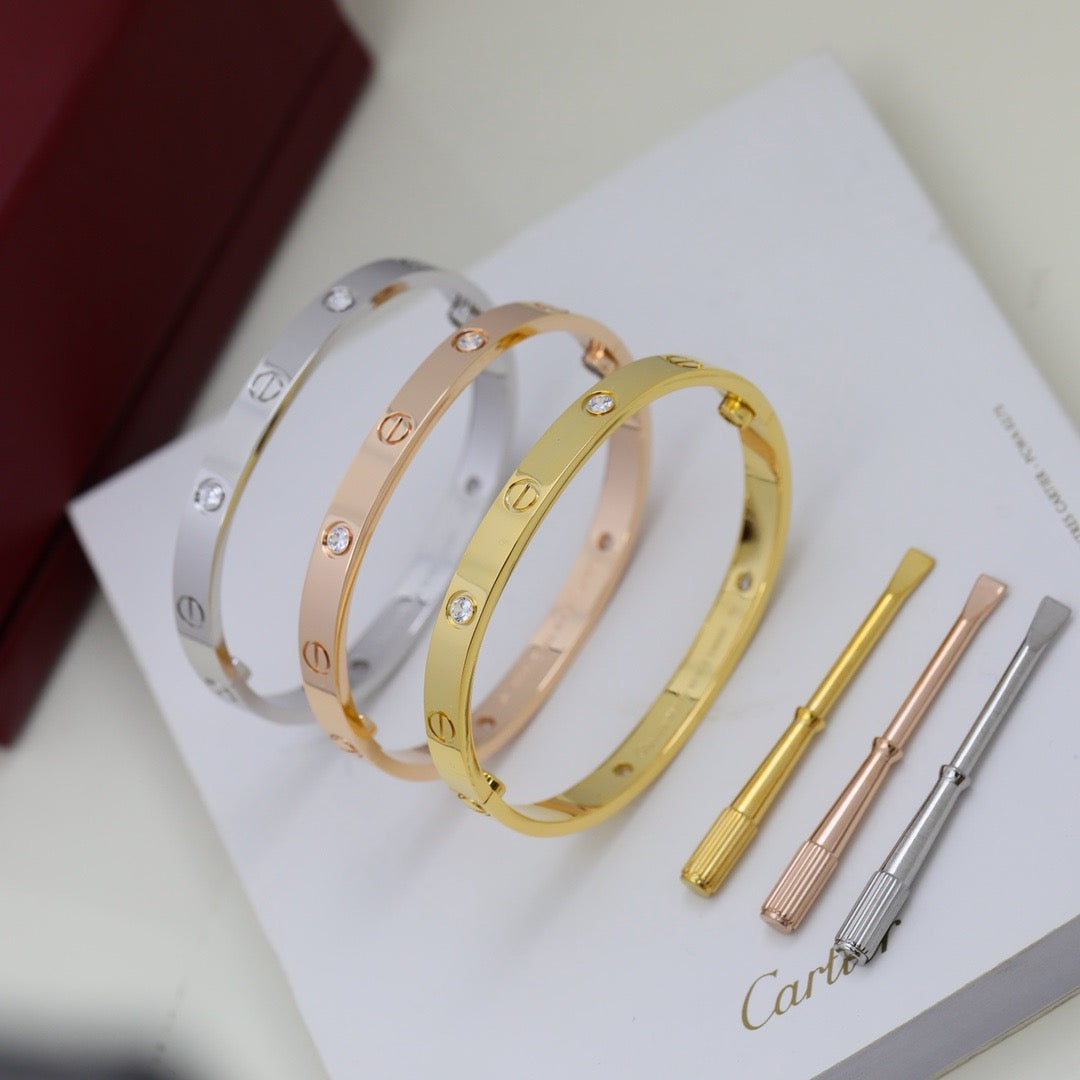 [⭐⭐JeweliWhal]LOVE BRACELET 6.1MM 4 DIAMONDS