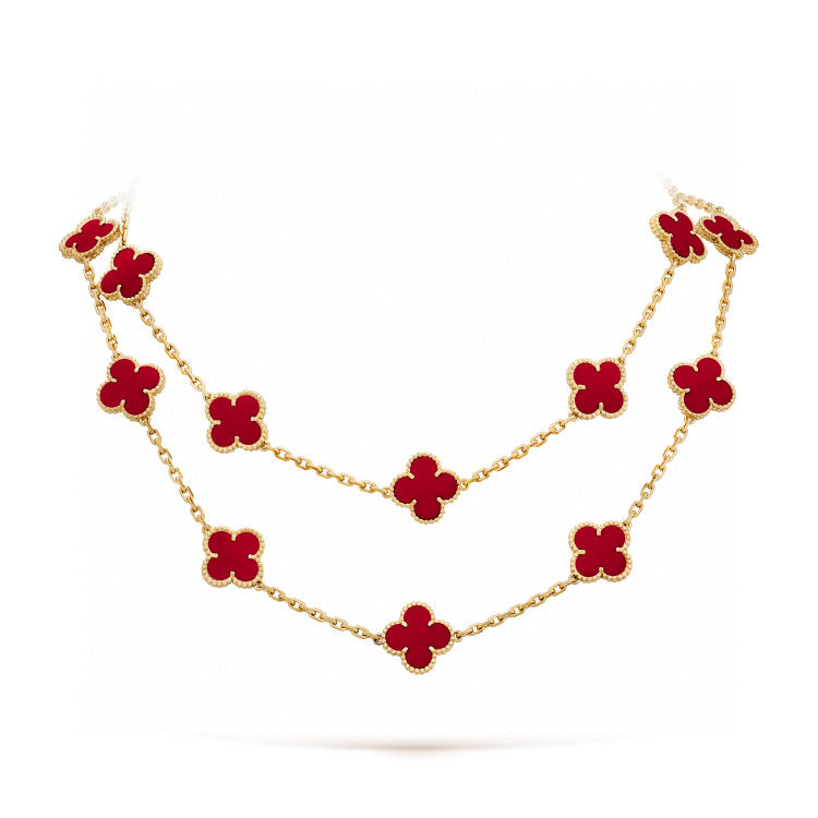 [⭐⭐JeweliWhal]CLOVER 20 MOTIFS CARNELIAN NECKLACE