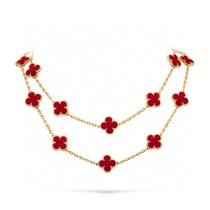 [⭐⭐JeweliWhal]CLOVER 20 MOTIFS CARNELIAN NECKLACE