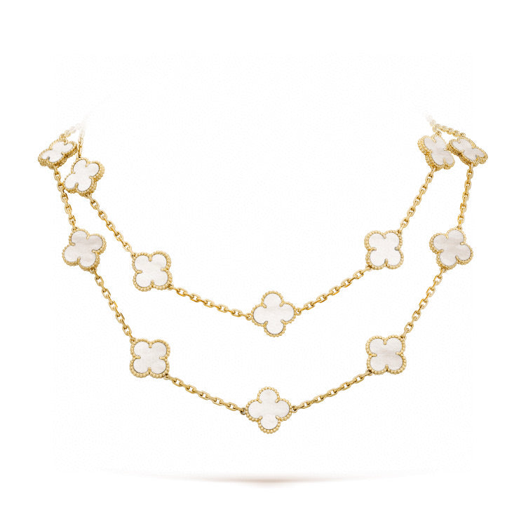 [⭐⭐JeweliWhal]CLOVER 20 MOTIFS WHITE MOP NECKLACE