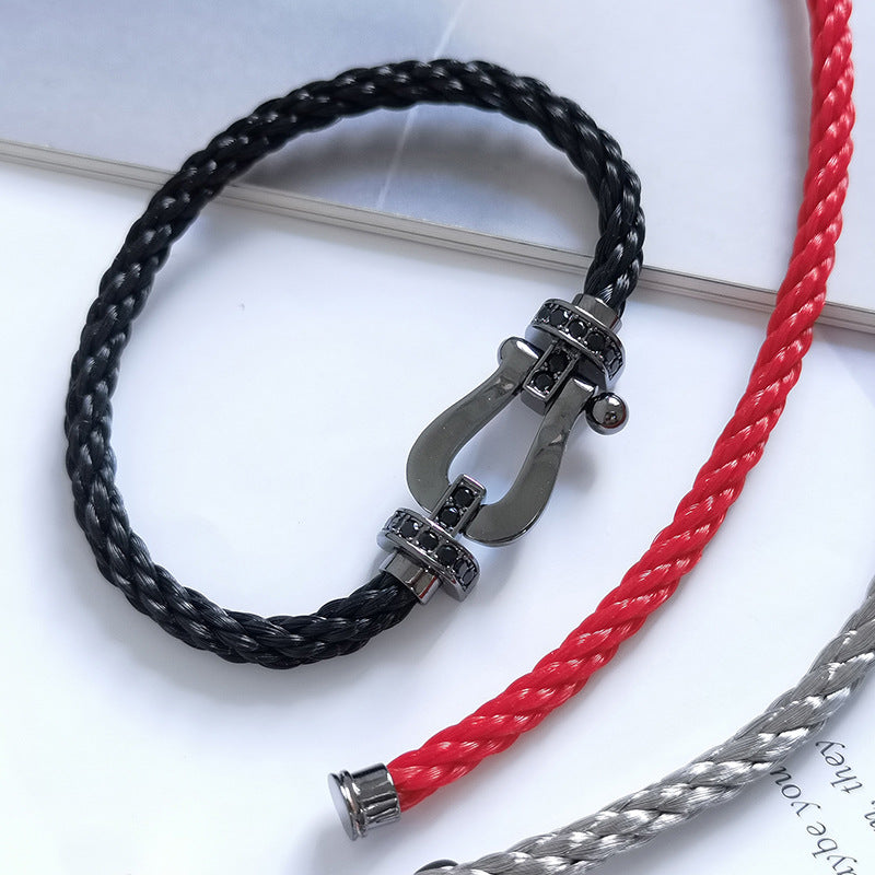 [⭐⭐JeweliWhal]FORCE LARGE SERIES HORSESHOE BLACK SAMURAI BRACELET