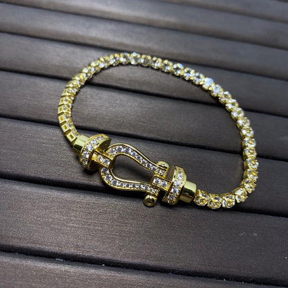 [⭐⭐JeweliWhal]FORCE  LARGE HORSESHOE FULL DIAMOND TENNIS BRACELET