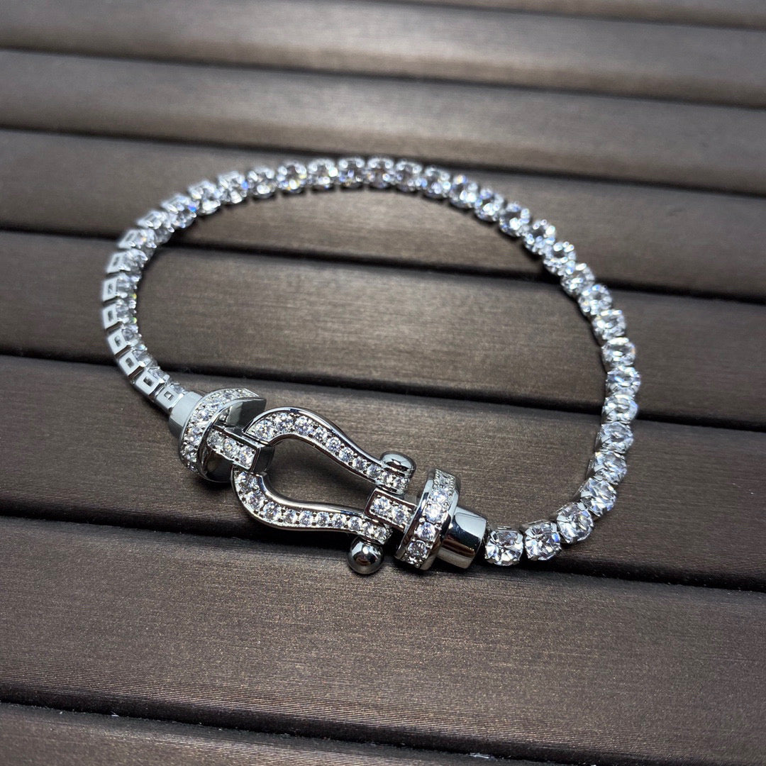 [⭐⭐JeweliWhal]FORCE  LARGE HORSESHOE FULL DIAMOND TENNIS BRACELET
