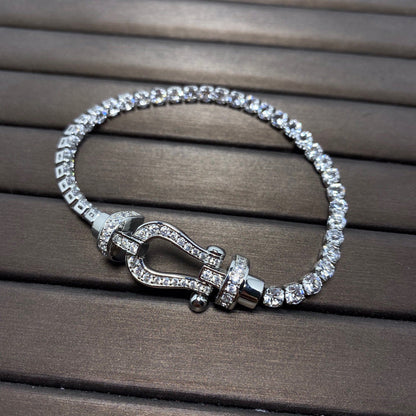 [⭐⭐JeweliWhal]FORCE  LARGE HORSESHOE FULL DIAMOND TENNIS BRACELET