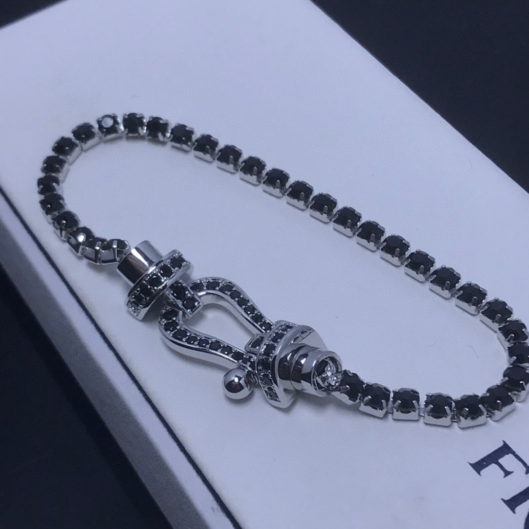 [⭐⭐JeweliWhal]FORCE  LARGE HORSESHOE FULL DIAMOND TENNIS BRACELET