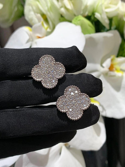 [⭐⭐JeweliWhal]CLOVER 20MM MOTIFS DIAMOND STUD EARRINGS SILVER