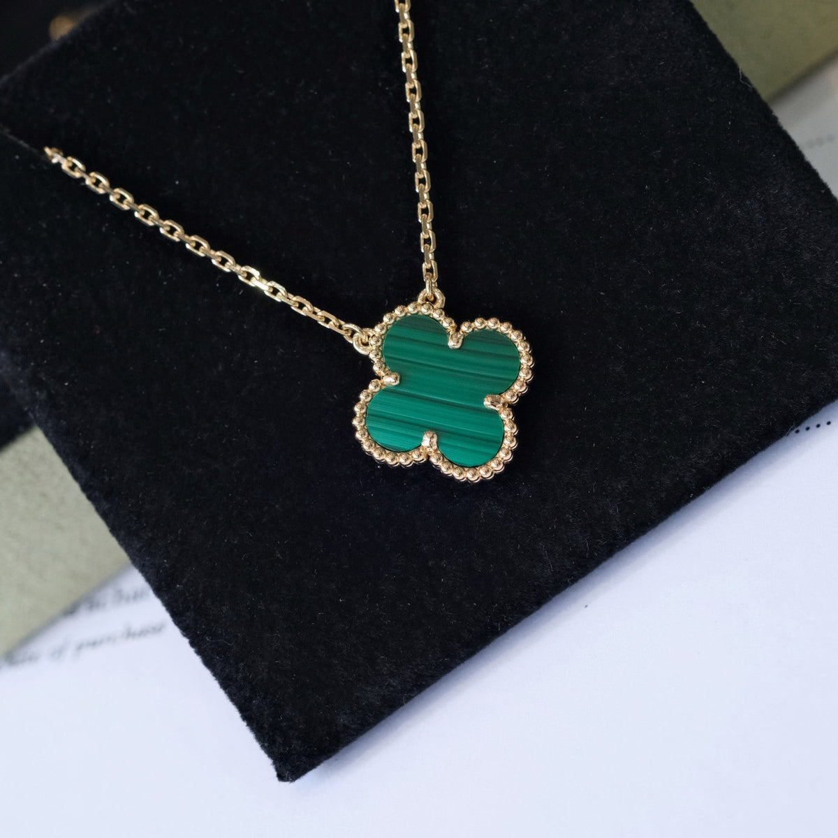 [⭐⭐JeweliWhal]CLOVER 15MM MALACHITE SINGLE FLOWER  NECKLACE