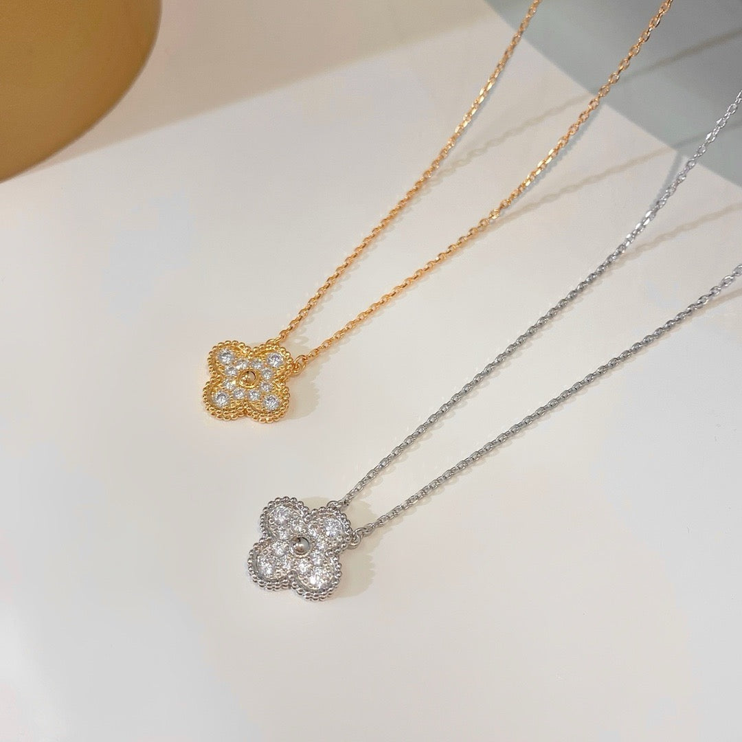 [⭐⭐JeweliWhal]CLOVER 15MM ダイヤモンド シングル フラワー ネックレス