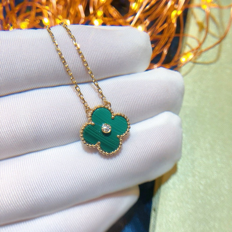 [⭐⭐JeweliWhal]CLOVER 15MM DIAMOND TURQUOISE NECKLACE