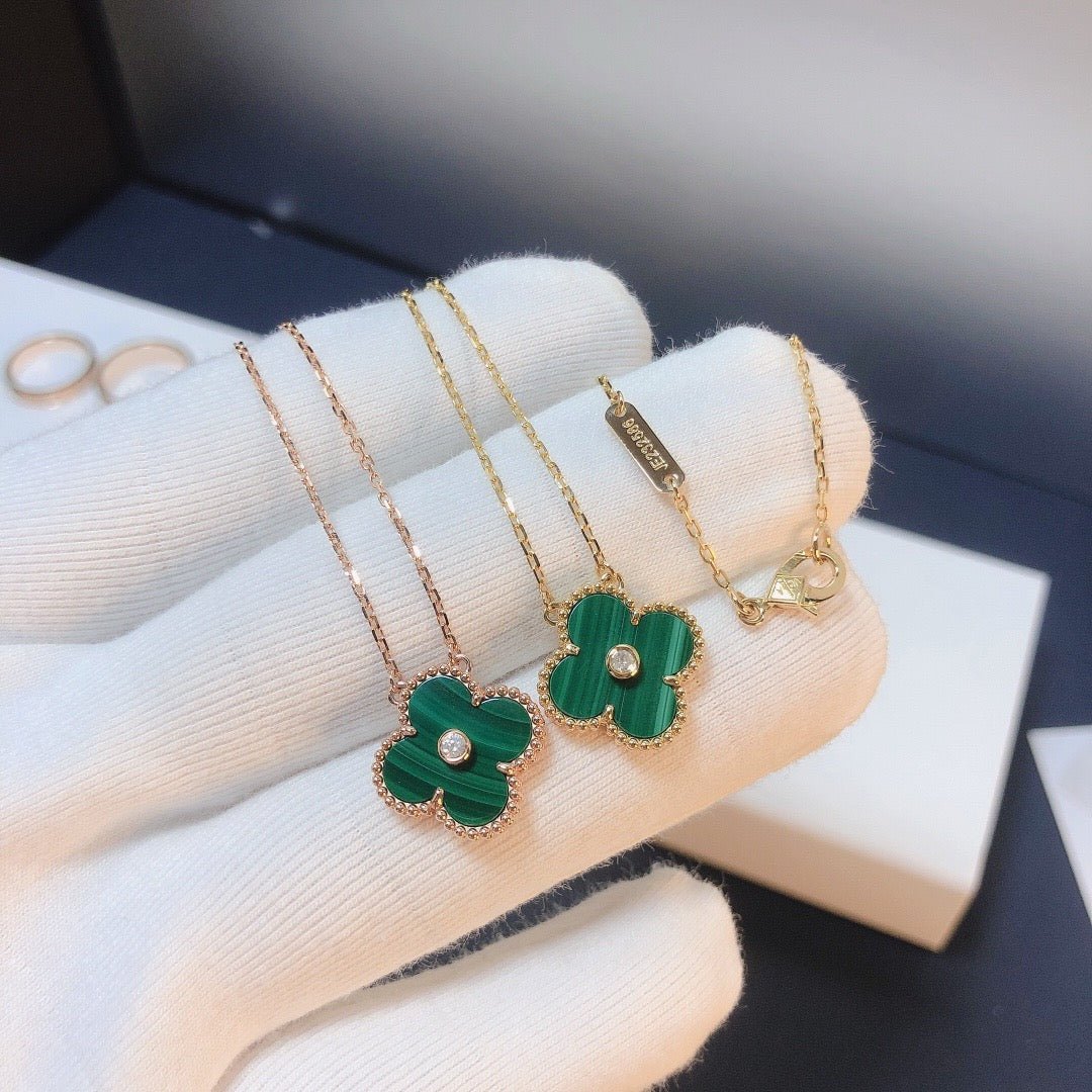 [⭐⭐JeweliWhal]CLOVER 15MM DIAMOND TURQUOISE NECKLACE