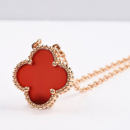 [⭐⭐JeweliWhal]CLOVER 15MM CARNELIAN SINGLE FLOWER NECKLACE