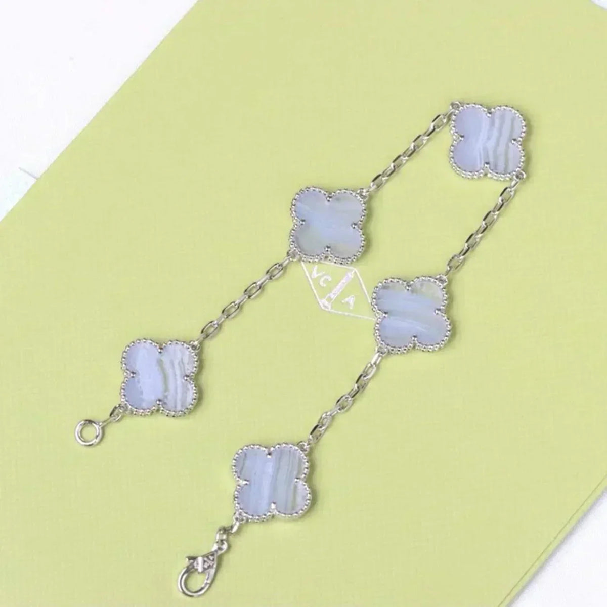 [⭐⭐JeweliWhal] CLOVER 5 MOTIF PURPLE CHALCEDONY BRACELET COLLECTION