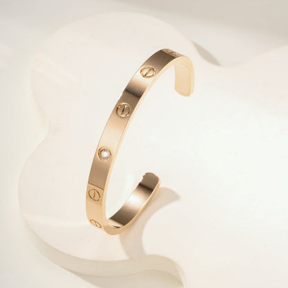 [⭐⭐JeweliWhal]LOVE ブレスレット 6.1mm 1ダイヤモンド オープンカフ