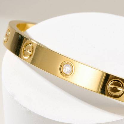 [⭐⭐JeweliWhal]LOVE ブレスレット 6.1mm 1ダイヤモンド オープンカフ